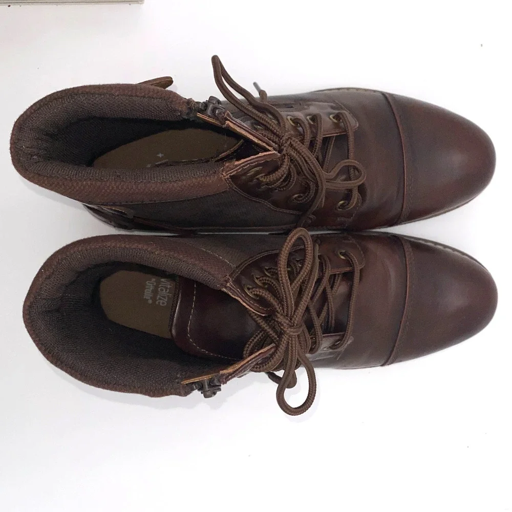 Sonoma Boots Mens Size 10.5 W Brown Leather Buckles Vitalize Ortholite